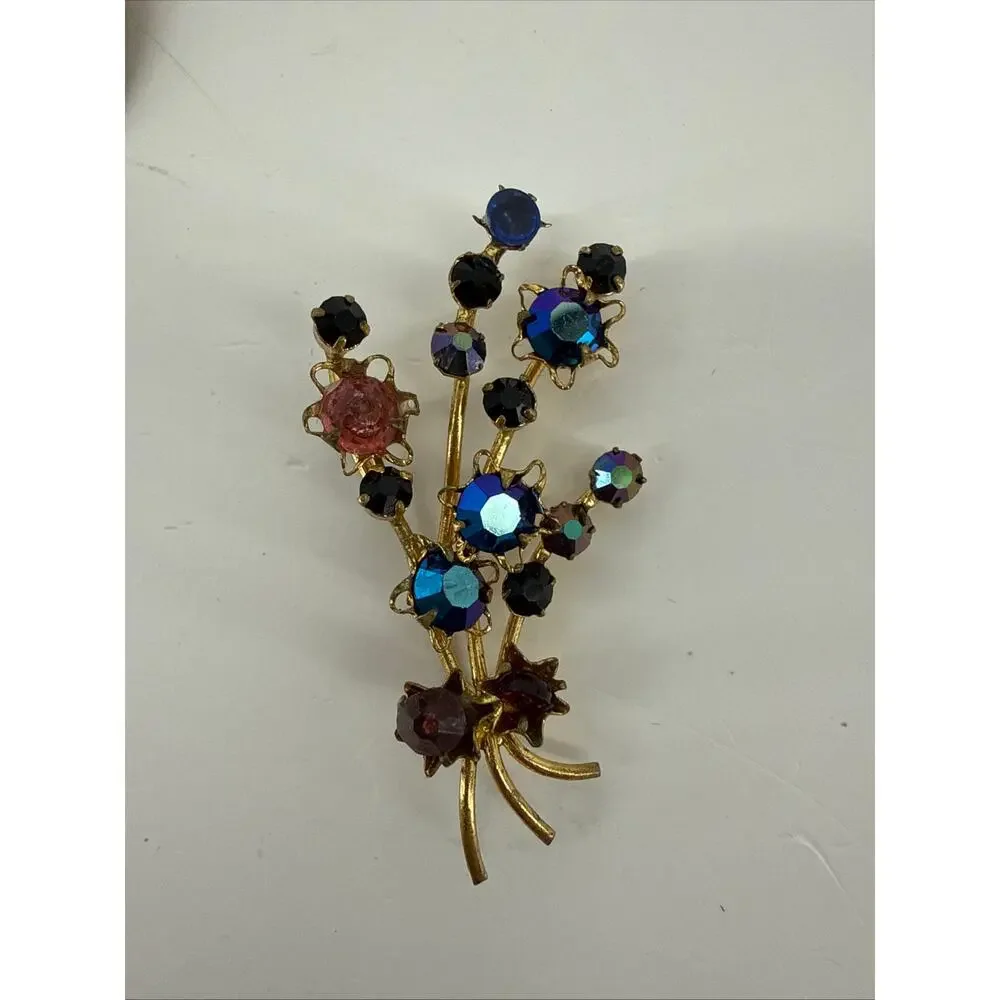 Vintage Brooch Lot 10 Rhinestone Floral Cameo Butterfly Gold Costume Jewelry